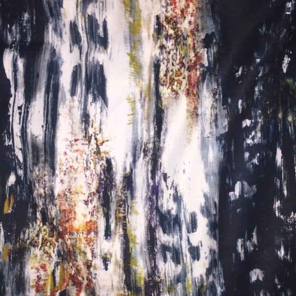 Lela Rose Abstract Art Pencil Skirt Navy Orange 4 - Picture 2 of 8